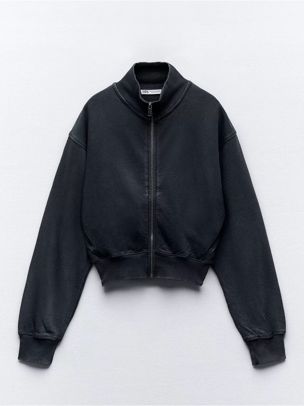 Zara Black Cropped Zip Bomber Jacket and pants